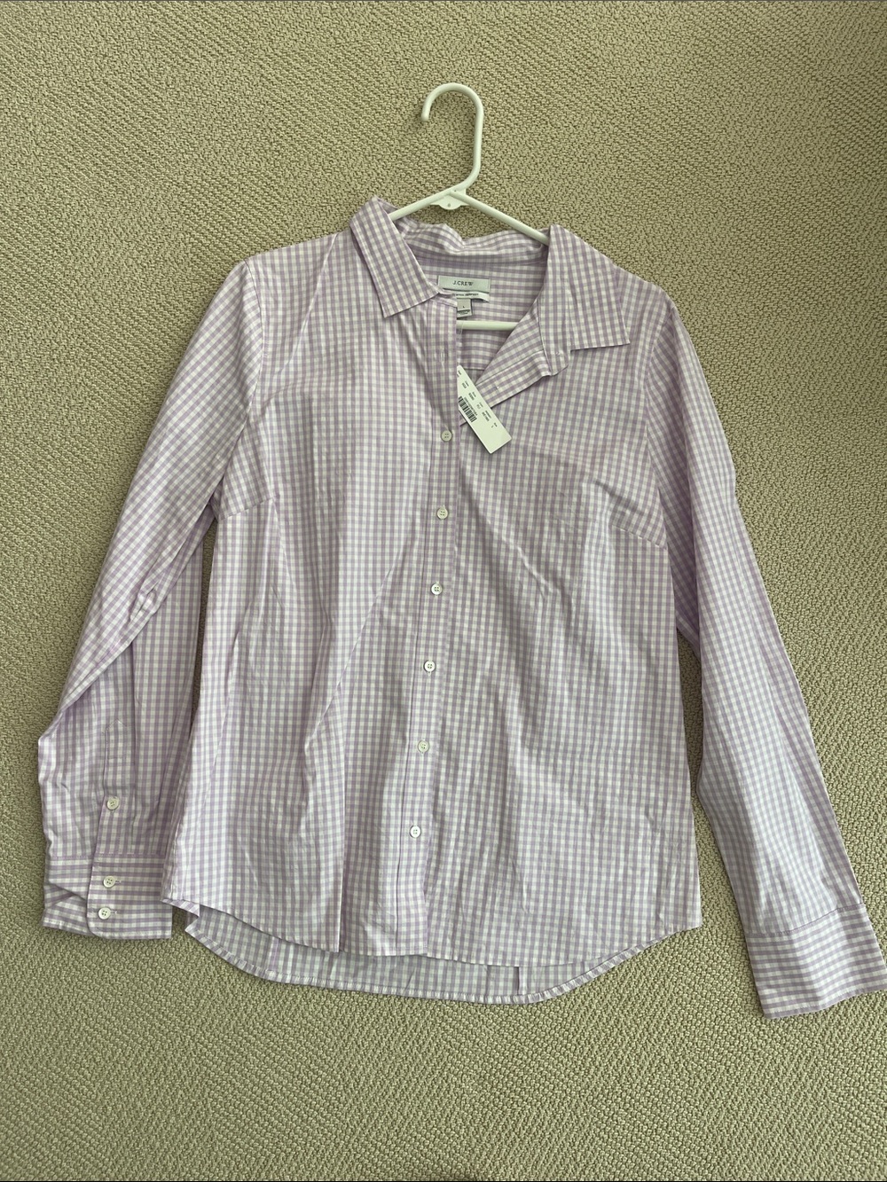 J. Crew Lavender Gingham Button-Down Shirt